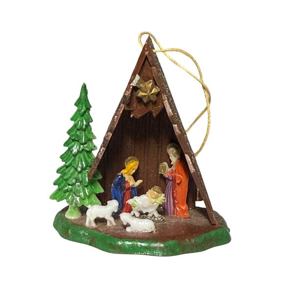 Vintage Shiny Brite Nativity Christmas Ornament Diorama Hong Kong Retro Kitschy - Picture 3 of 13